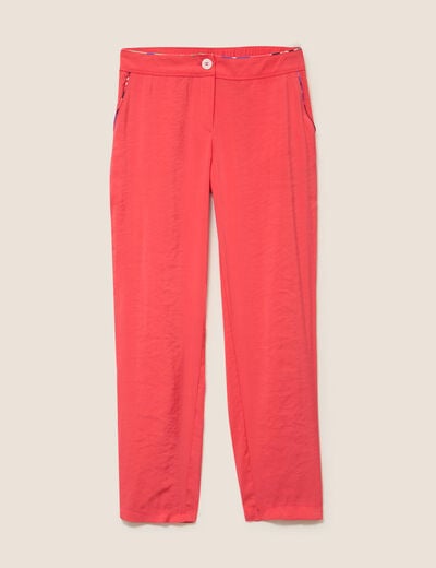 Pantalon chino large 7/8&egrave;me rouge femme