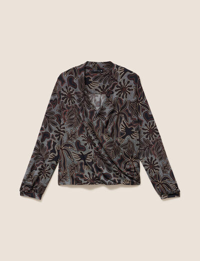 T-shirt cache-c&oelig;ur noir femme