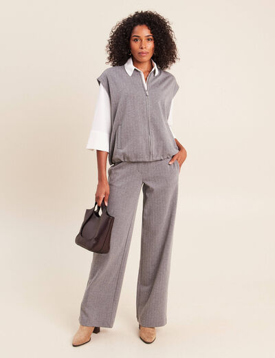 Bomber sans manches bas resserr&eacute; gris femme
