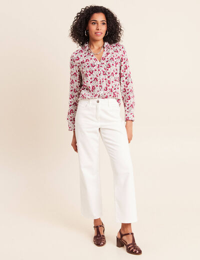 Chemise cintr&eacute;e manches longues fluide rose femme