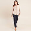 Manteau manches longues fausse fourrure ecru femme