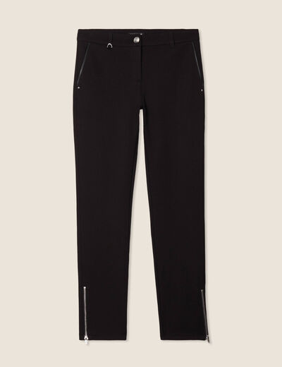 Pantalon ajusté détails zippés noir femme