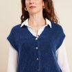 Gilet droit mi-long col v bleu marine femme