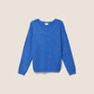 Pull col v bleu electrique femme