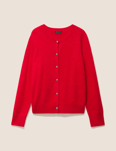 Gilet col rond rouge femme