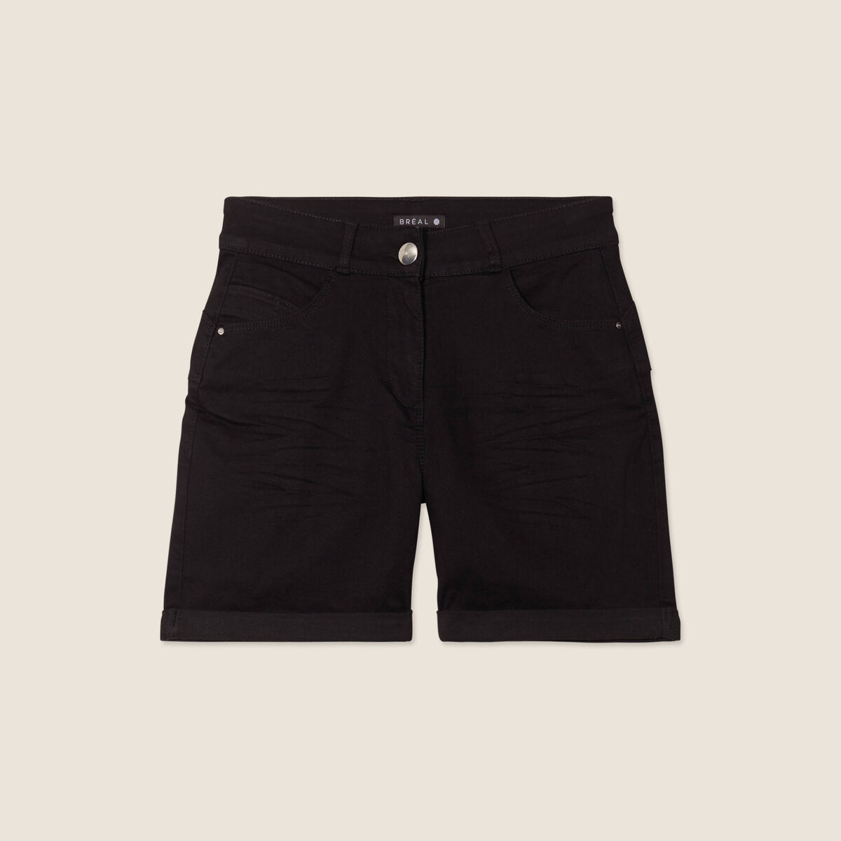 Short droit en jean noir femme