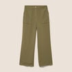 Pantalon large 7/8&egrave;me taille haute vert kaki femme