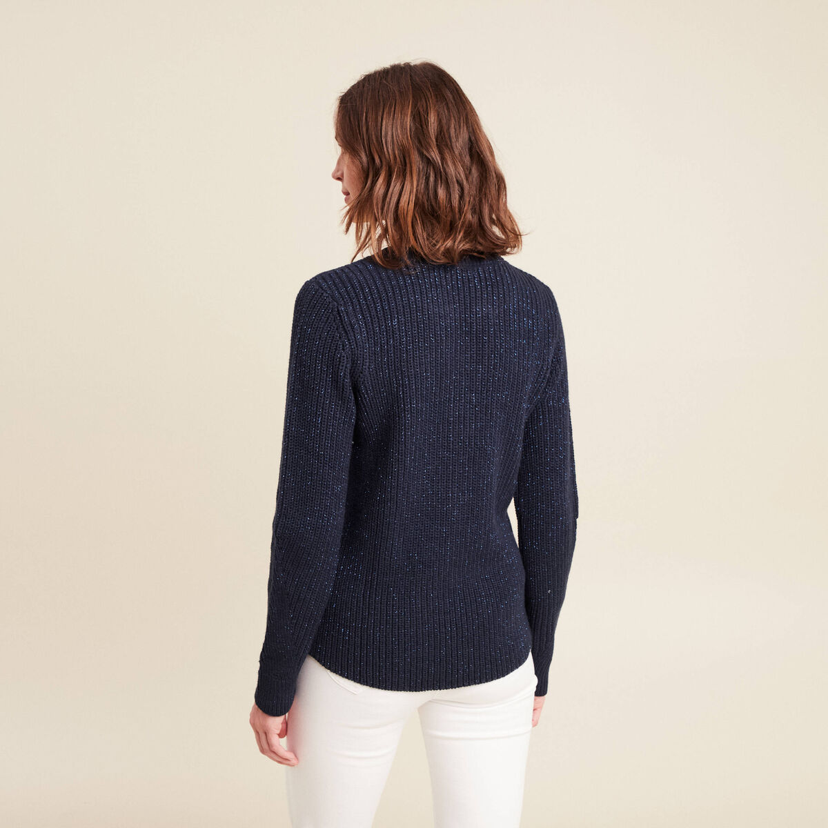 Pull manches longues bleu marine femme