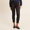 Pantalon ajusté enduit 7/8ème noir femme