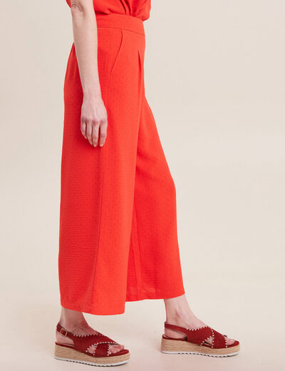 Pantalon large élastiqué orange femme