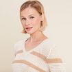 Pull manches longues ajouré blanc femme