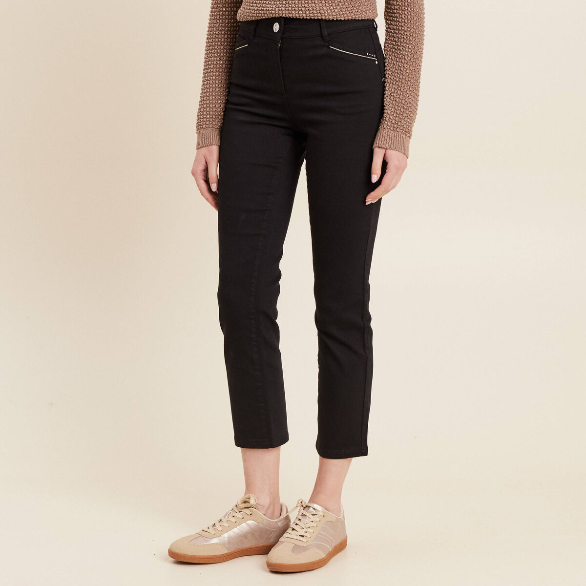 Pantalon droit 5 poches noir femme
