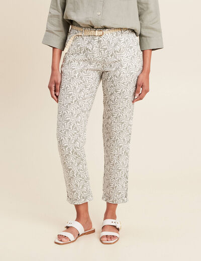 Pantalon à ceinture vert kaki femme