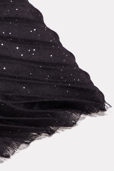 Foulard plissé noir femme