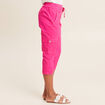 Pantacourt droit poches c&ocirc;t&eacute;s rose fushia femme