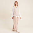 Pull sans manches &agrave; capuche creme femme
