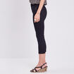 Pantacourt droit taille haute noir femme