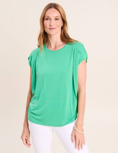 T-shirt droit col rond manches courtes vert menthe femme