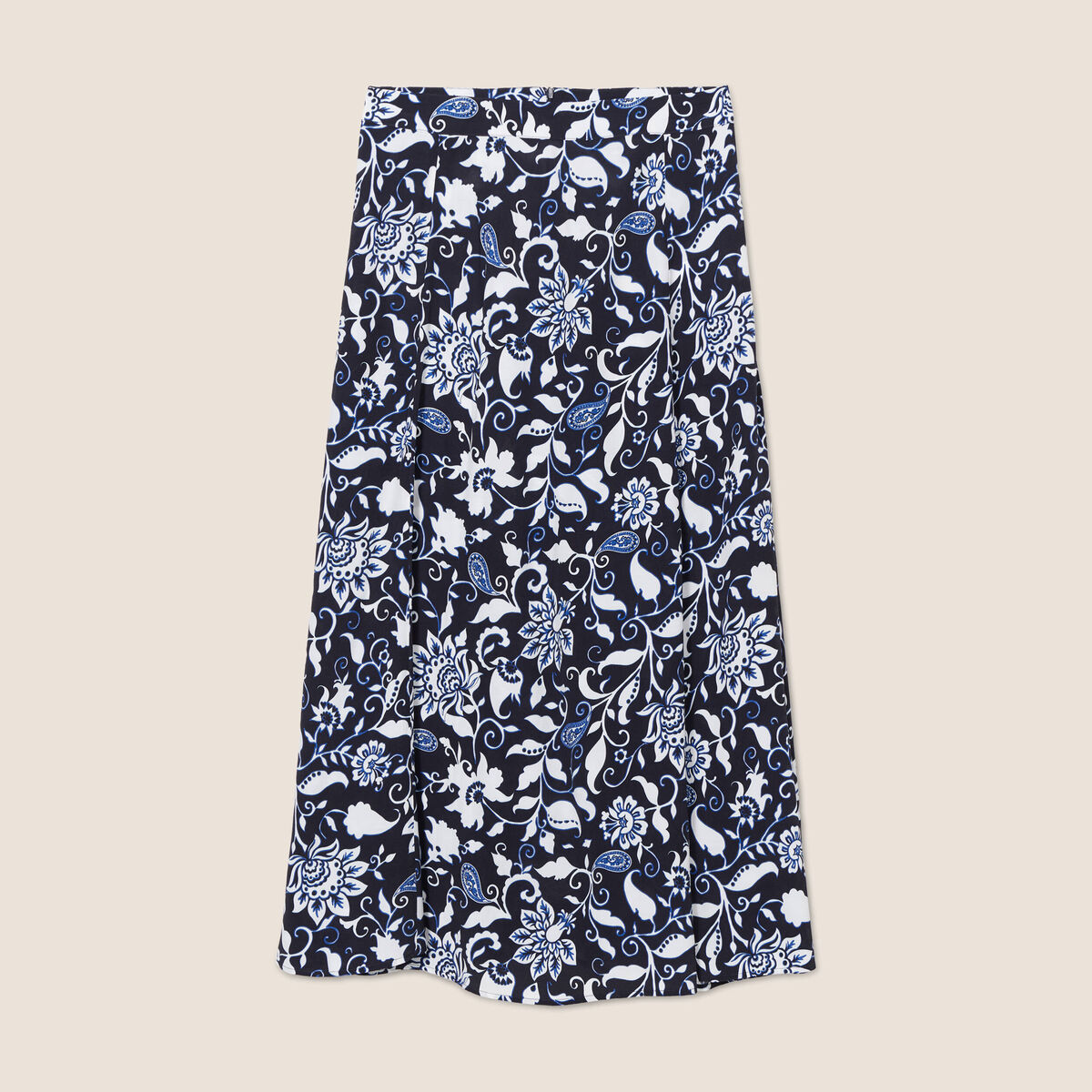 Jupe longue évasée bleu foncé femme
