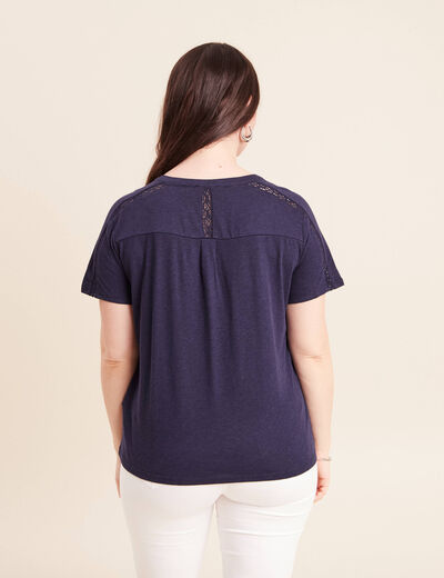 T-shirt manches courtes bleu marine femme