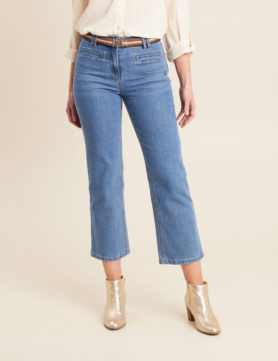 Jean large ceinturé denim double stone femme