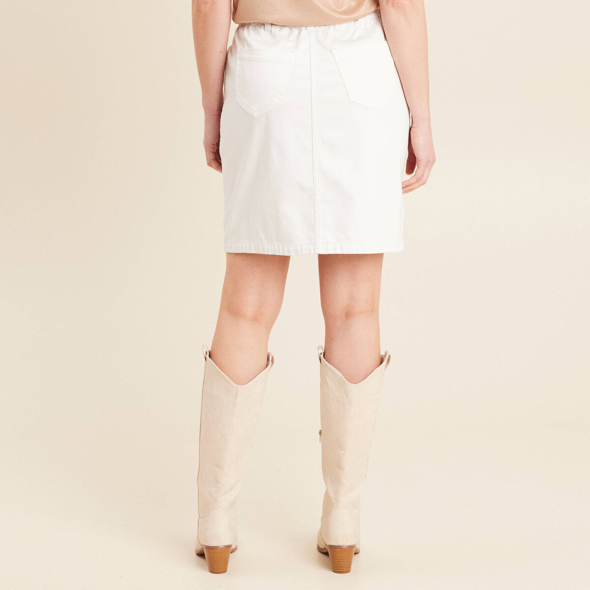 Jupe droite r&eacute;versible blanc femme
