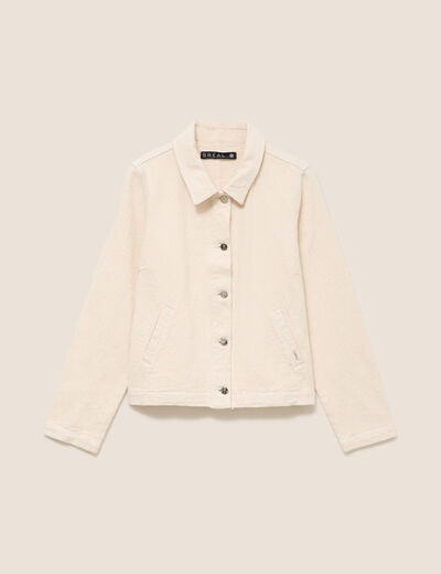 Veste en coton manches longues ivoire femme