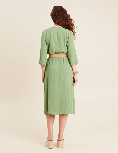 Robe droite ceinturée vert femme