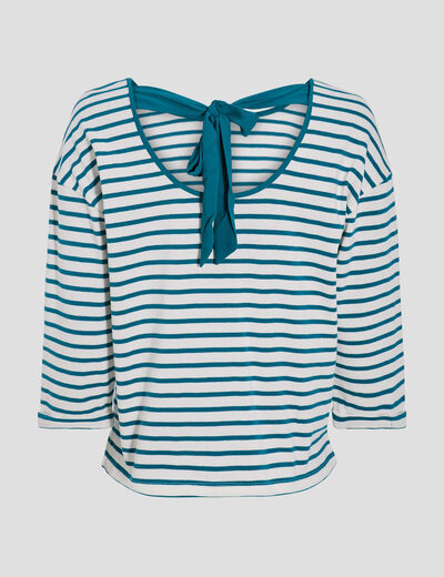T-shirt manches 3/4 vert canard femme