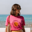 T-shirt col rond manches courtes rose fushia femme