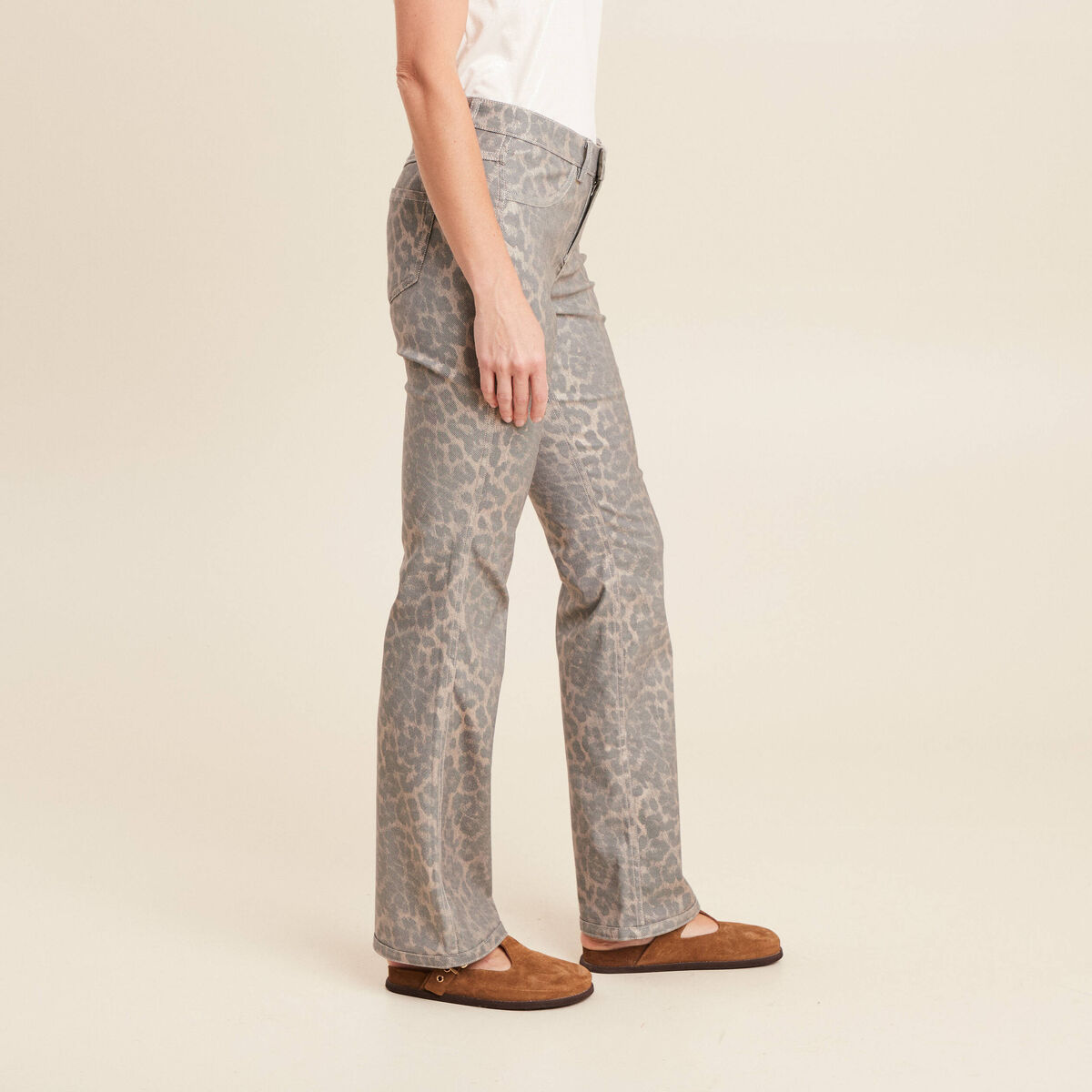 Pantalon bootcut réversible vert olive femme