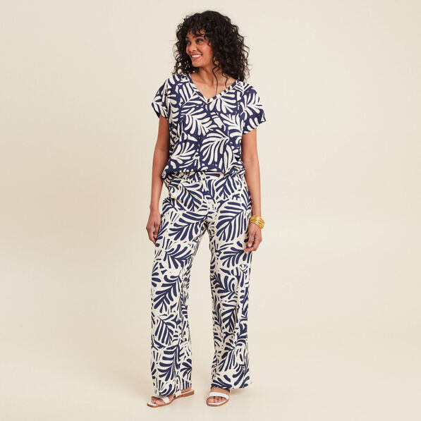 Pantalon flou taille haute blanc femme
