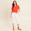 T-shirt manches courtes brod&eacute; orange fonc&eacute; femme