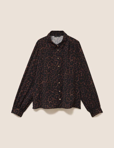 Chemise col chemise manches longues marron femme