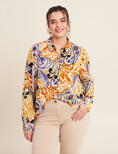 Chemise manches longues bleu femme