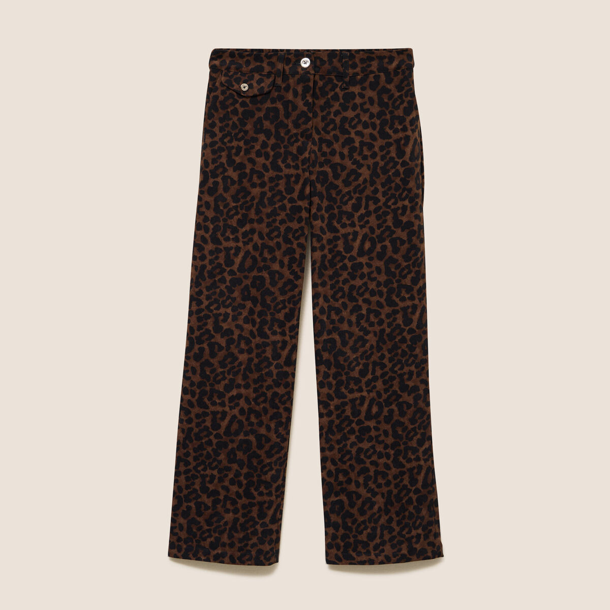 Pantalon taille haute marron femme