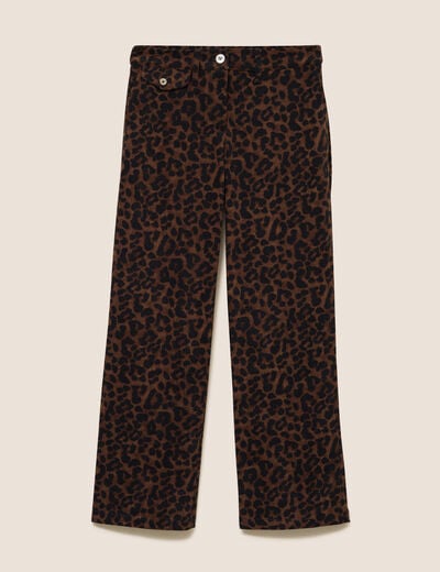 Pantalon taille haute marron femme