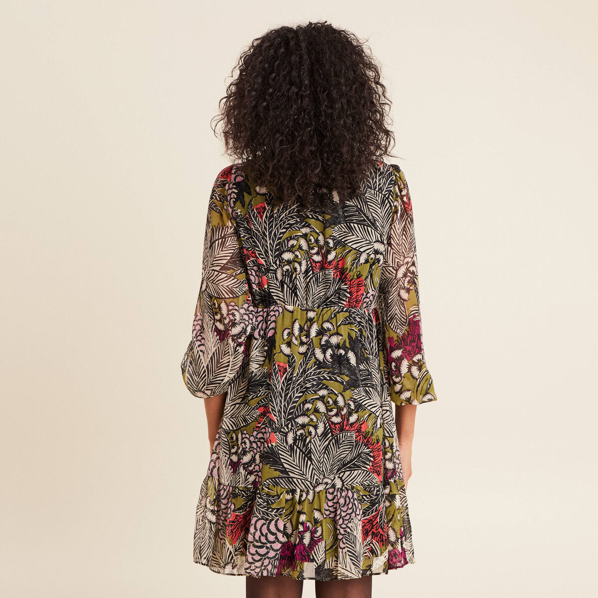 Robe évasée fluide vert femme