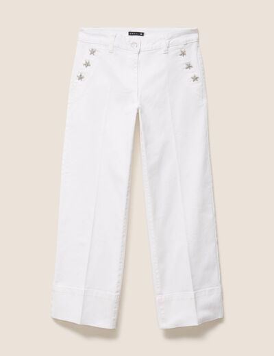 Jean coupe large 7/8&egrave;me blanc femme