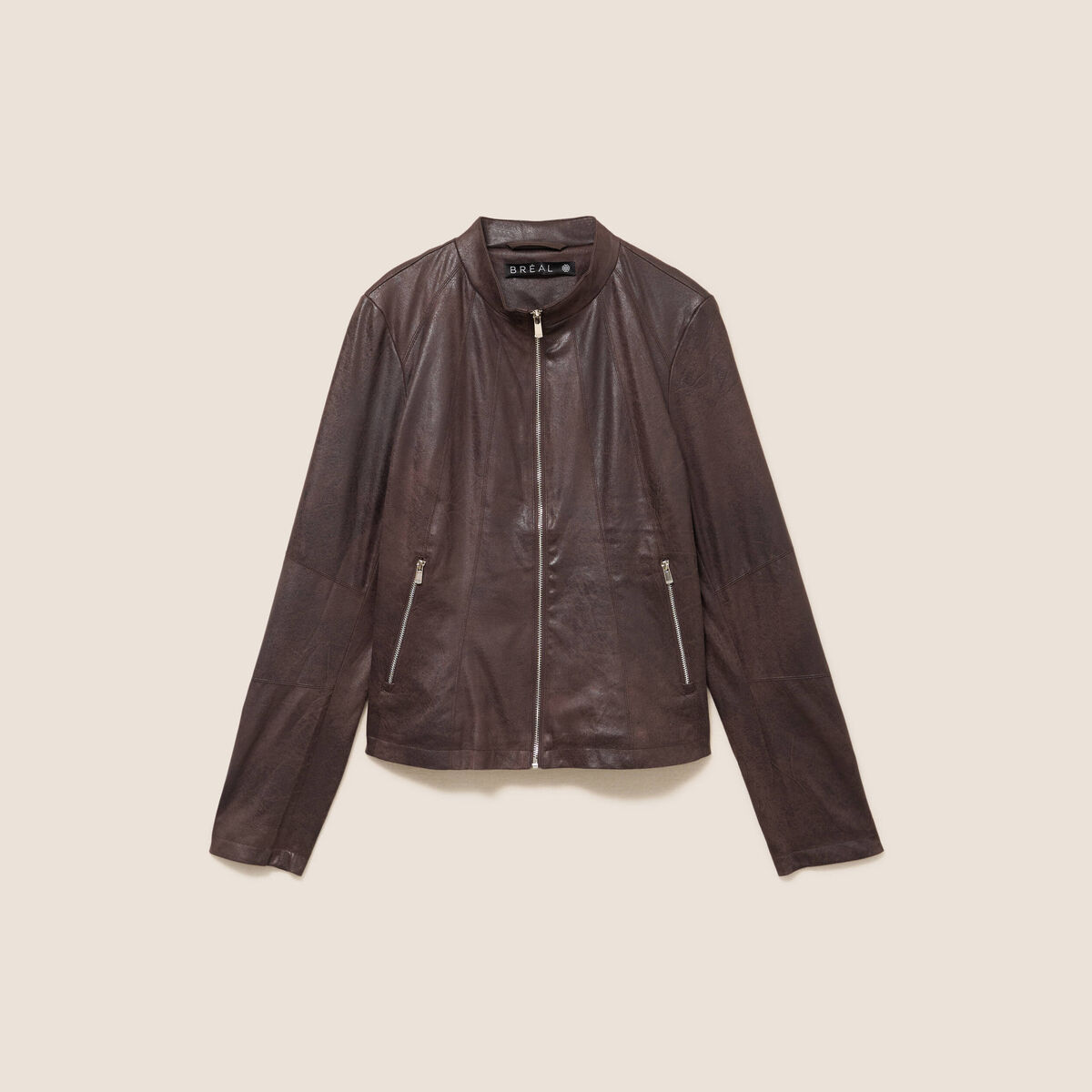Veste cintr&eacute;e marron fonc&eacute; femme