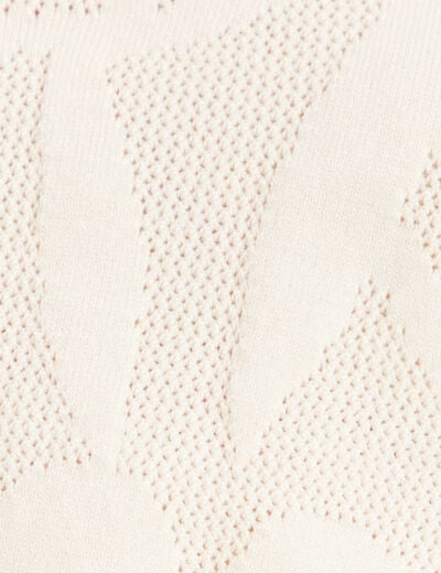 Pull manches longues ajouré ecru femme