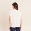 T-shirt droit col rond manches courtes ecru femme