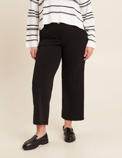Pantalon large pinces noir femme
