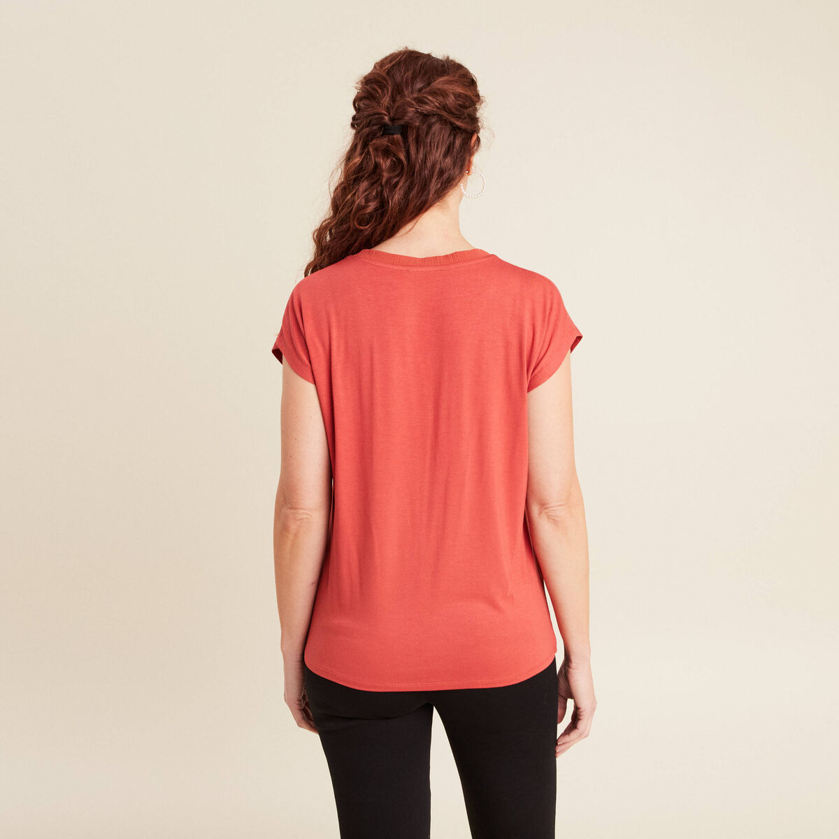 T-shirt manches courtes vieux rose femme