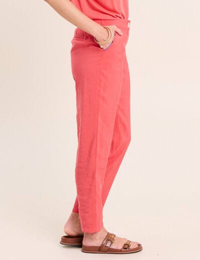 Pantalon chino large 7/8&egrave;me rouge femme