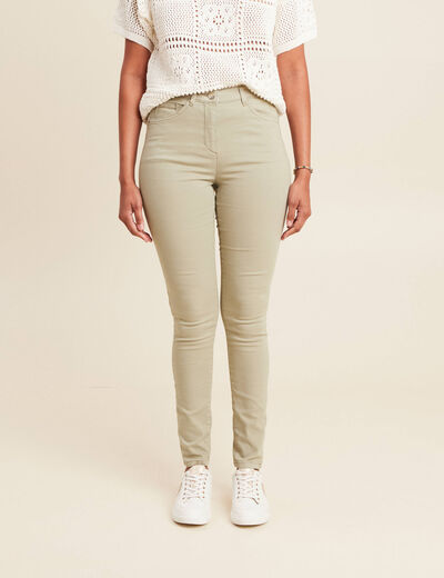 Pantalon léger taille haute long vert clair femme