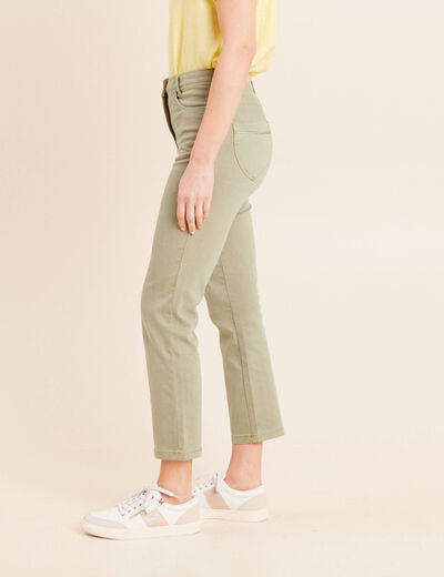 Jean coupe droite 7/8&egrave;me vert clair femme