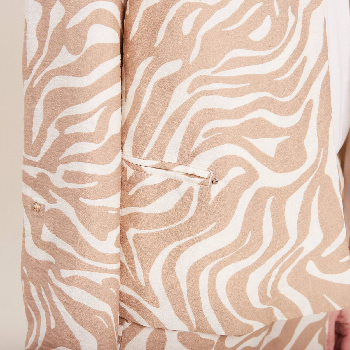 Veste droite manches longues beige femme