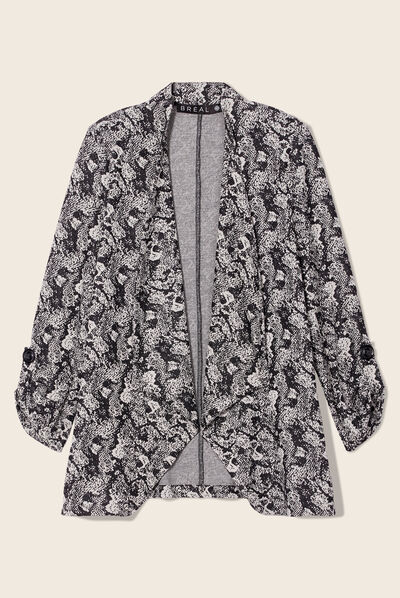 Veste droite col cascade noir femme
