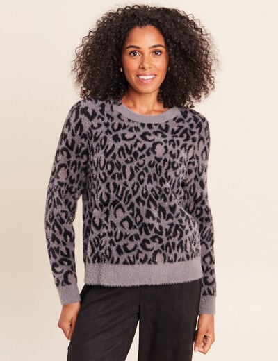Pull col rond gris femme